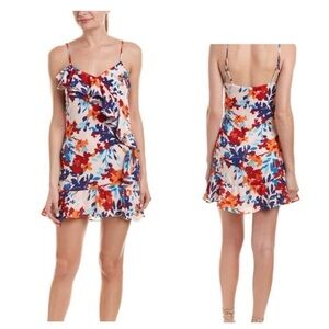 Parker peach blossom adjustable straps sun dress with ruffle detail size large